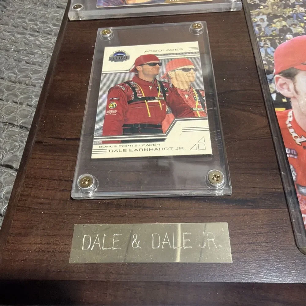 Dale & Dale Jr. NASCAR Racing Card Plaque with 2 Sports Trading Cards